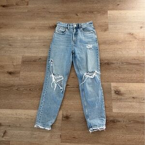 Zara Light Blue Distressed Women Jeans